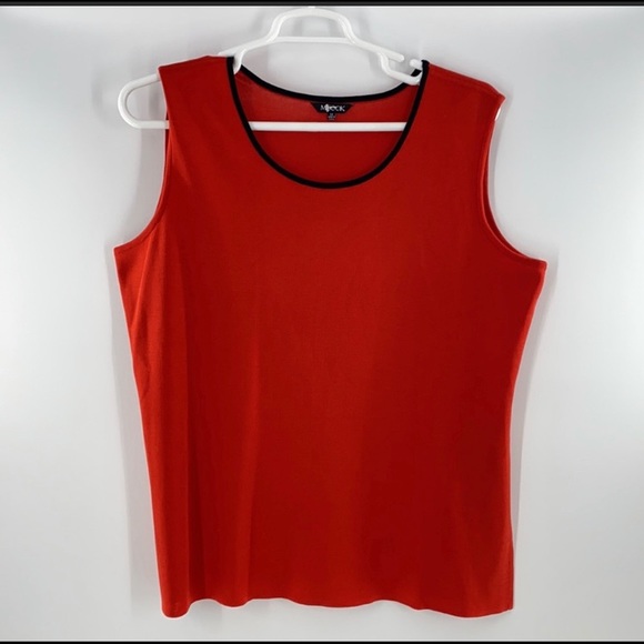 MISOOK KNIT SLEEVELESS TANK TOP RED BLACK TRIM 1X